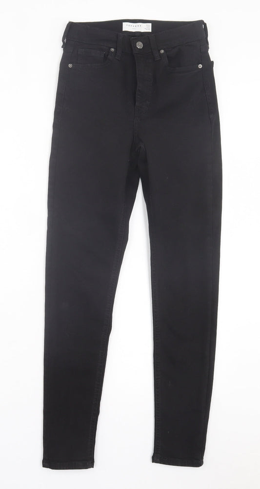 Topshop Womens Black Cotton Skinny Jeans Size 24 in L32 in Regular Button