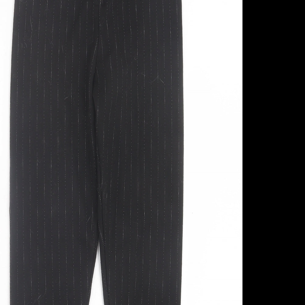 TU Womens Black Striped Polyester Capri Trousers Size 10 L28 in Regular Zip