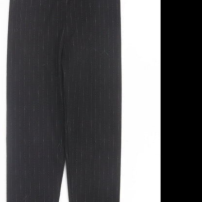 TU Womens Black Striped Polyester Capri Trousers Size 10 L28 in Regular Zip