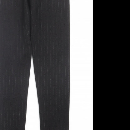 TU Womens Black Striped Polyester Capri Trousers Size 10 L28 in Regular Zip