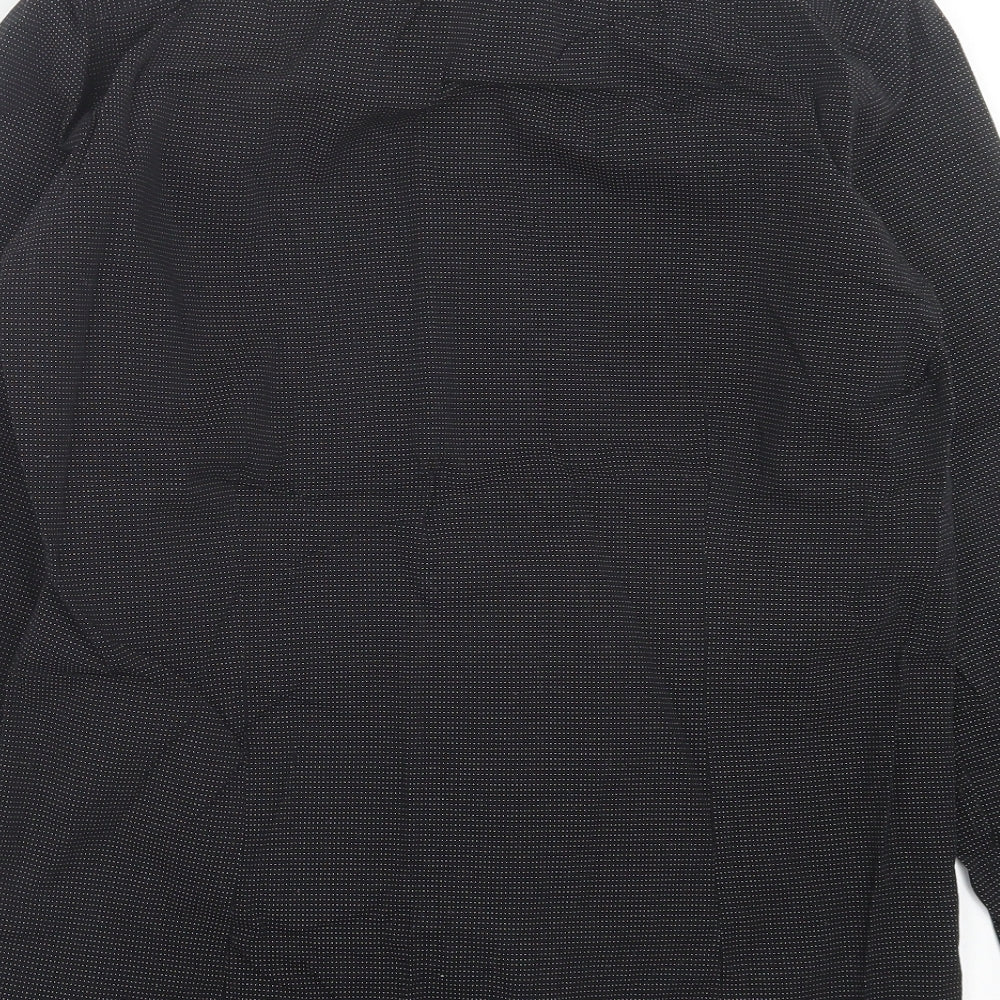 Mens UK Size 14.5 Cedar Wood State Black  Button-Up Long Sleeve Casual Shirt