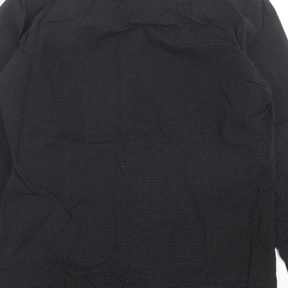 Mens UK Size 14.5 Cedar Wood State Black  Button-Up Long Sleeve Casual Shirt
