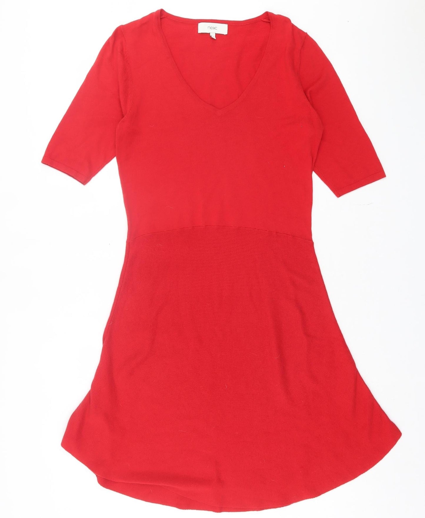 NEXT Womens Red Cotton A-Line Size 10 V-Neck Pullover