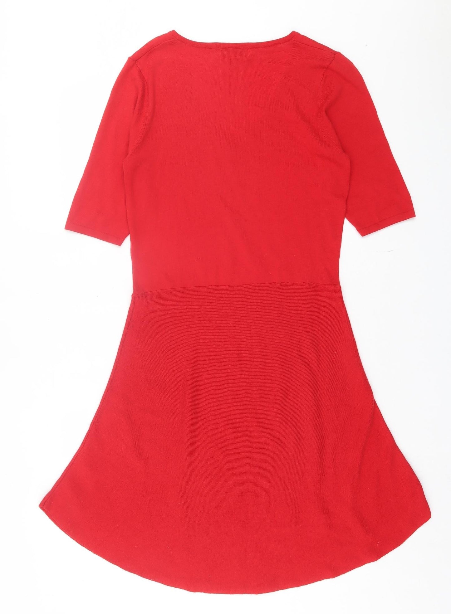 NEXT Womens Red Cotton A-Line Size 10 V-Neck Pullover