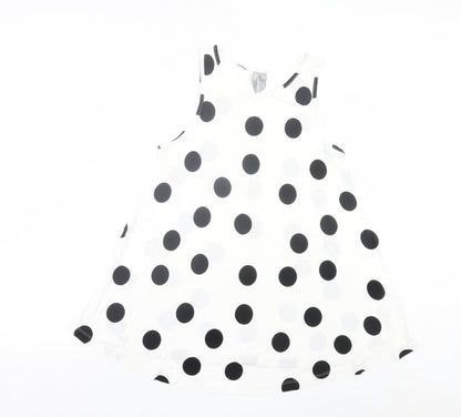 ASOS Womens White Polka Dot Viscose A-Line Size 8 Crew Neck Pullover
