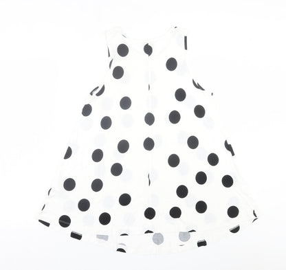 ASOS Womens White Polka Dot Viscose A-Line Size 8 Crew Neck Pullover