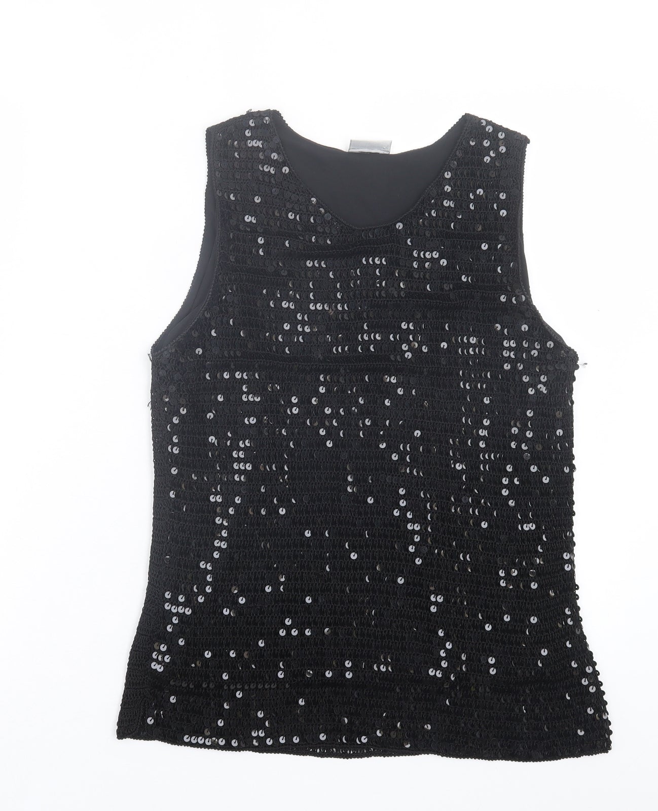 AMARANTO Womens Black Viscose Basic Tank Size 16 Crew Neck