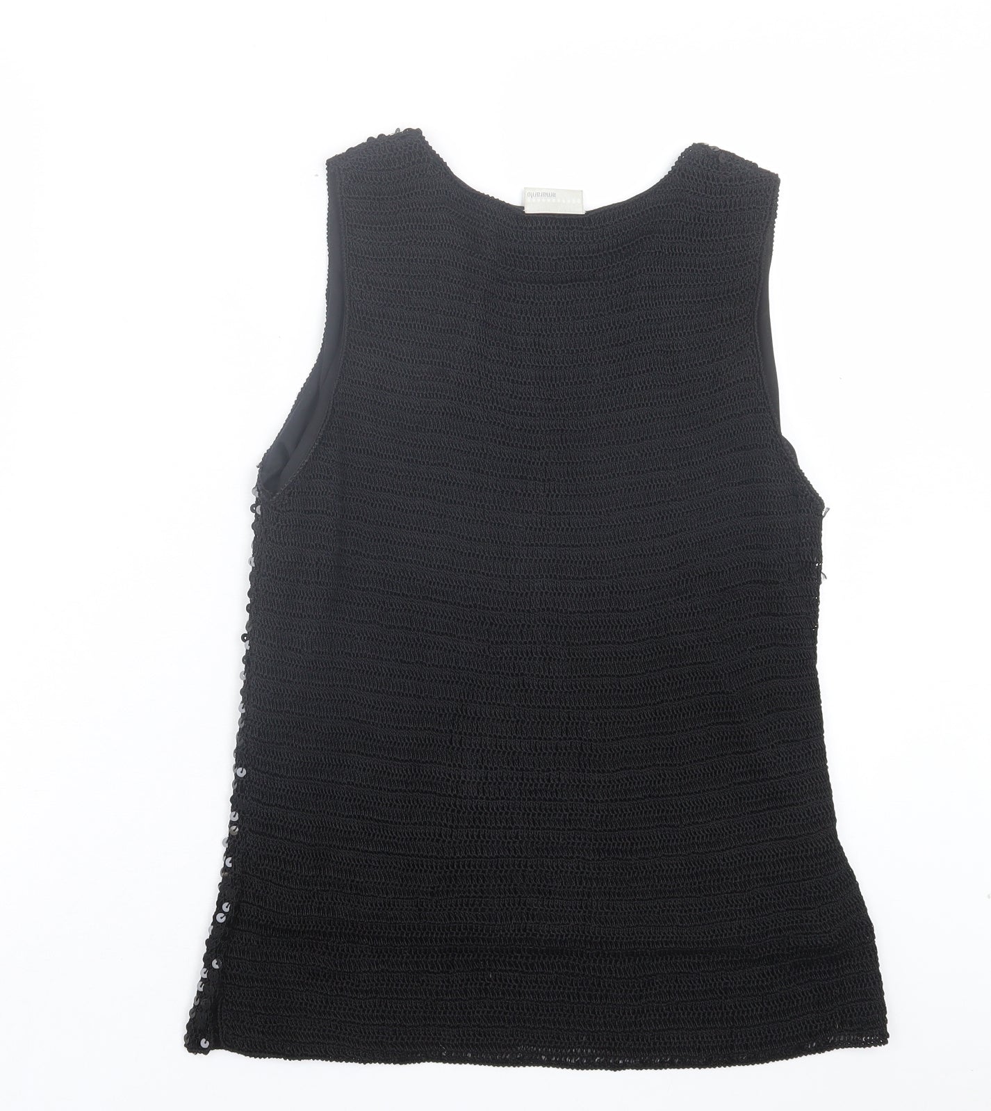 AMARANTO Womens Black Viscose Basic Tank Size 16 Crew Neck