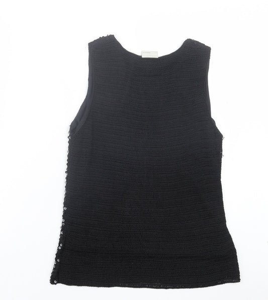 AMARANTO Womens Black Viscose Basic Tank Size 16 Crew Neck