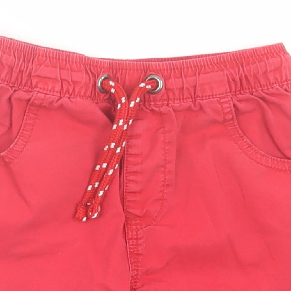 George Boys Red Cotton Cropped Trousers Size 2-3 Years Regular Drawstring - Shorts