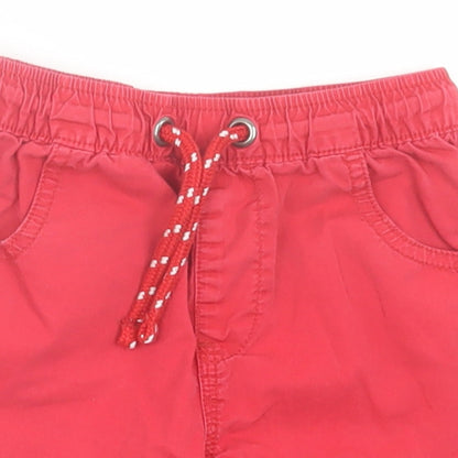 George Boys Red Cotton Cropped Trousers Size 2-3 Years Regular Drawstring - Shorts