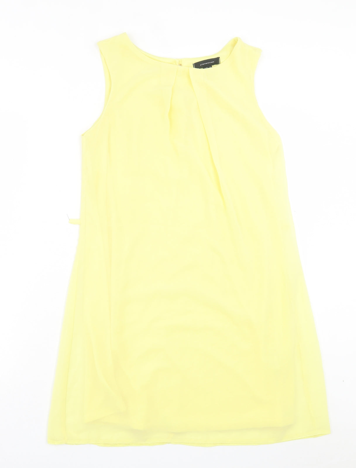 Atmosphere Womens Yellow Polyester A-Line Size 10 Crew Neck Button