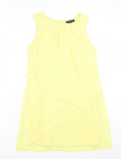 Atmosphere Womens Yellow Polyester A-Line Size 10 Crew Neck Button