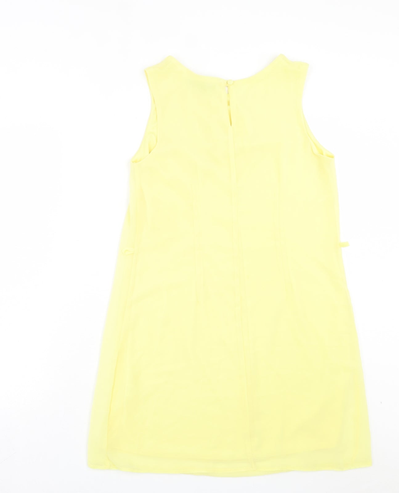 Atmosphere Womens Yellow Polyester A-Line Size 10 Crew Neck Button