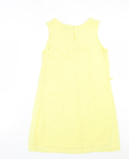 Atmosphere Womens Yellow Polyester A-Line Size 10 Crew Neck Button