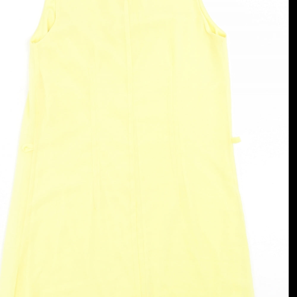 Atmosphere Womens Yellow Polyester A-Line Size 10 Crew Neck Button