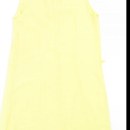 Atmosphere Womens Yellow Polyester A-Line Size 10 Crew Neck Button