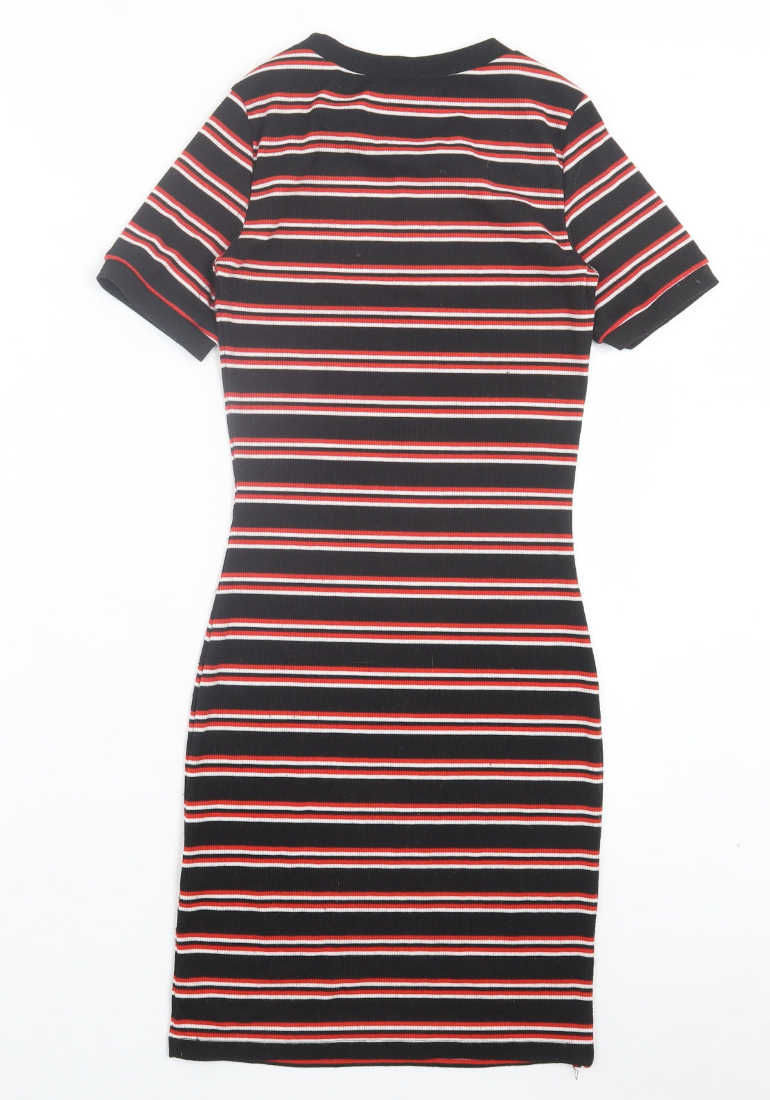 H&M Womens Red Striped Polyester Bodycon Size 6 Crew Neck Pullover