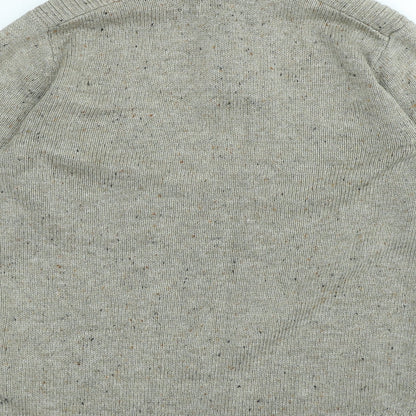 Easy Mens Beige High Neck Polyester Pullover Jumper Size S