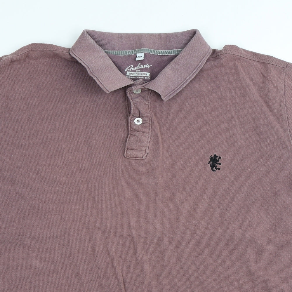 Jacamo Mens Red Cotton Polo Size 2XL Collared Button