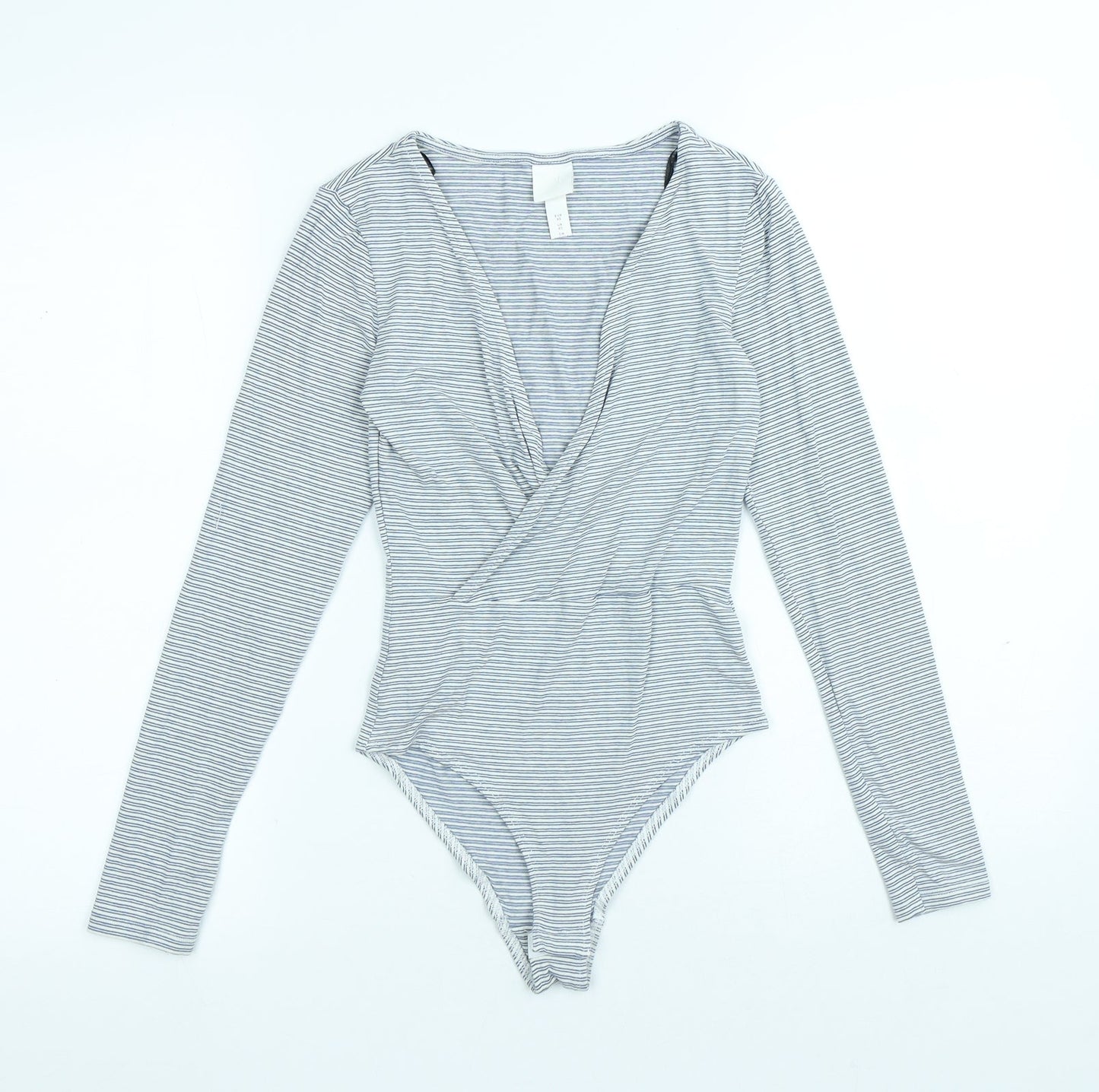 H&M Womens Blue Striped Viscose Bodysuit One-Piece Size XS Snap