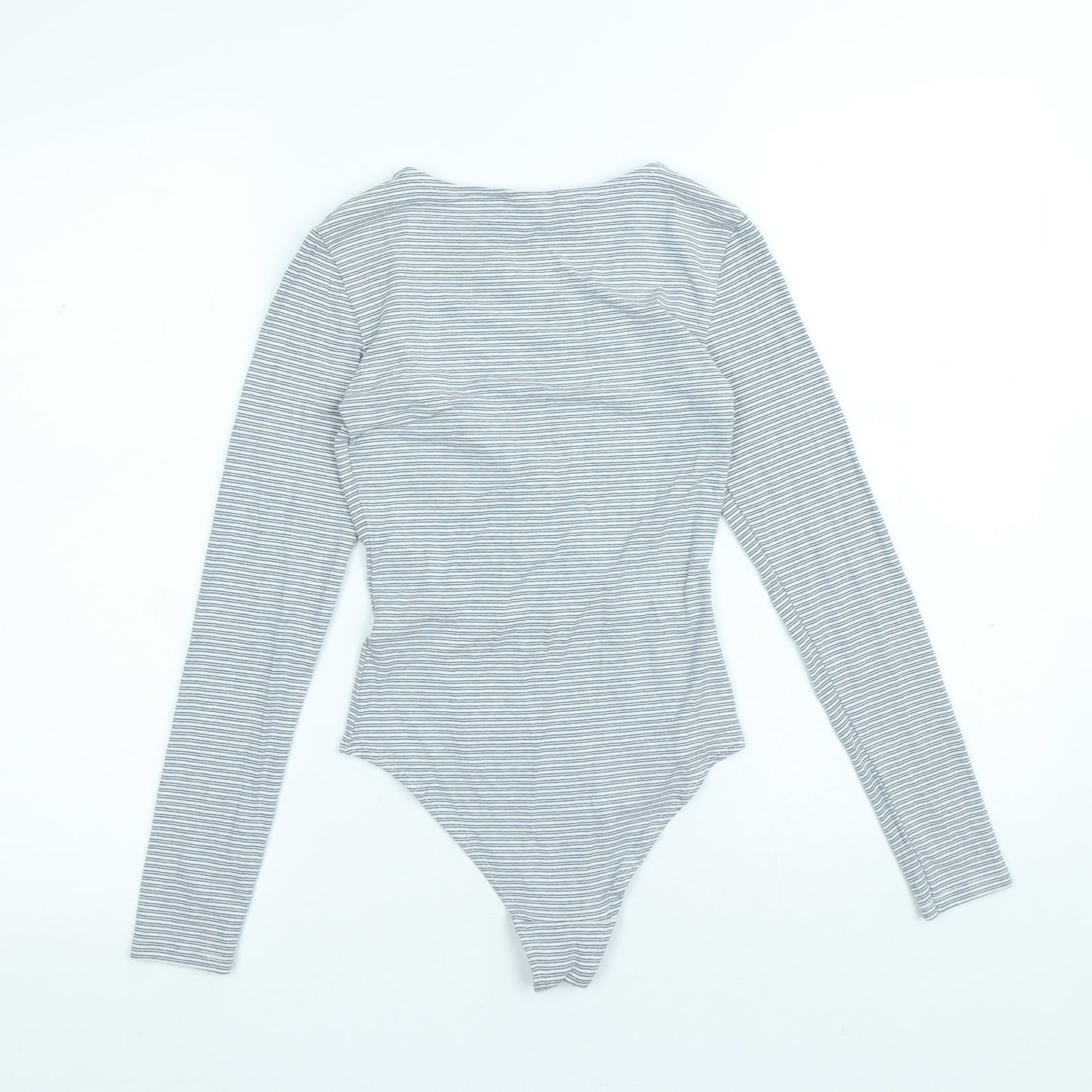 H&M Womens Blue Striped Viscose Bodysuit One-Piece Size XS Snap