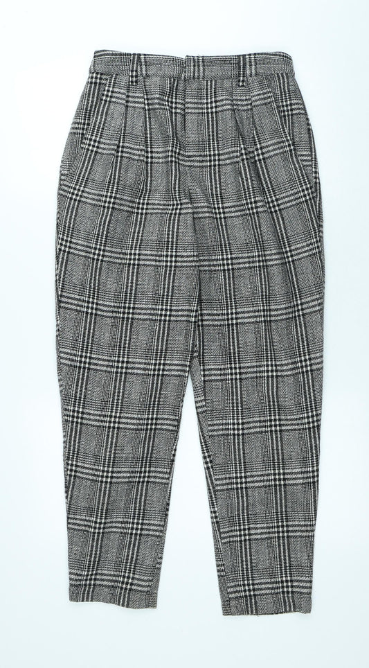 FOREVER 21 Womens Grey Plaid Polyester Trousers Size 27 in L27 in Regular Hook & Loop