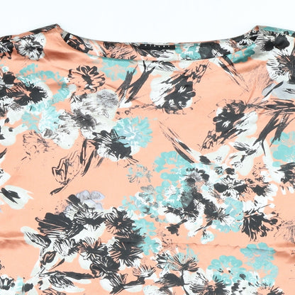 Sisley Womens Pink Floral Polyester Basic Blouse Size L Round Neck