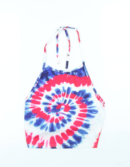 SheIn Womens Multicoloured Geometric Polyester Cropped Tank Size S Round Neck