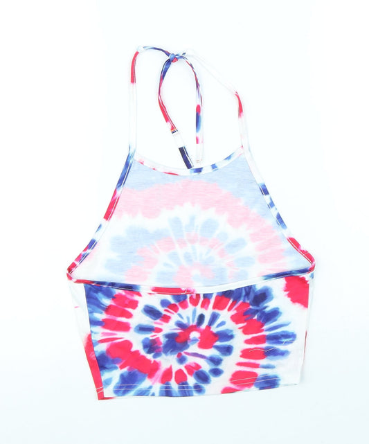 SheIn Womens Multicoloured Geometric Polyester Cropped Tank Size S Round Neck