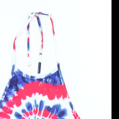 SheIn Womens Multicoloured Geometric Polyester Cropped Tank Size S Round Neck