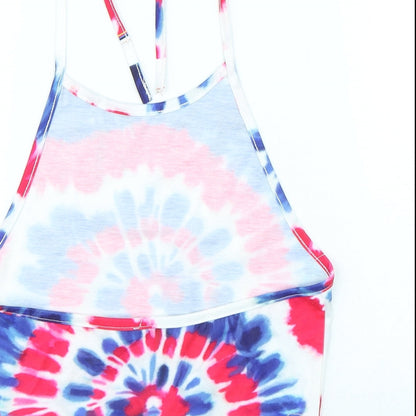 SheIn Womens Multicoloured Geometric Polyester Cropped Tank Size S Round Neck