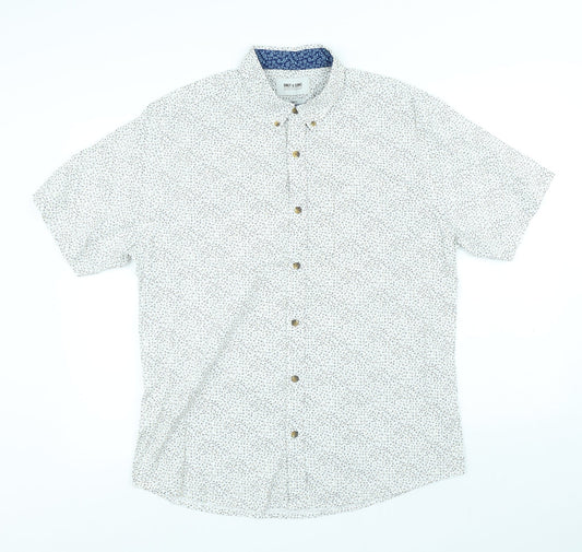 Mens UK Size XL ONLY & SONS White  Button-Up Short Sleeve Casual Shirt