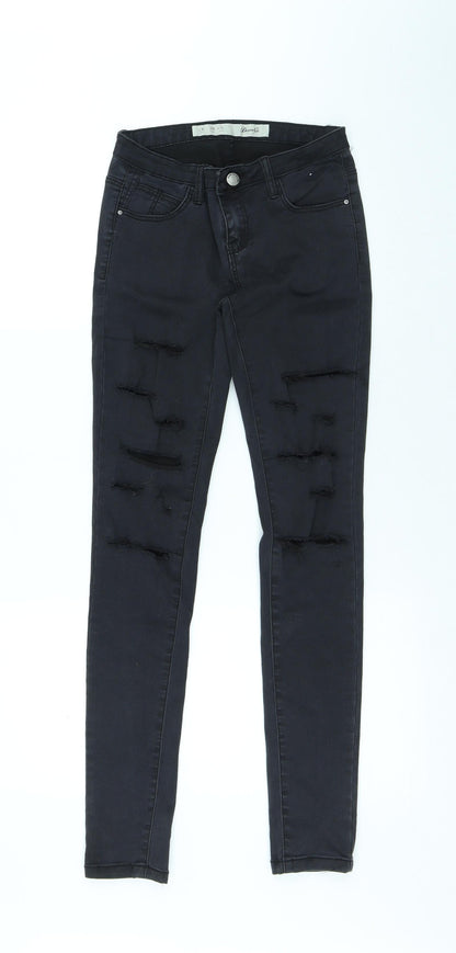 Denim & Co Womens Black Cotton Skinny Jeans Size 8 L28 in Regular Button