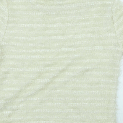 New Look Womens White Polyamide Basic T-Shirt Size 8 Round Neck