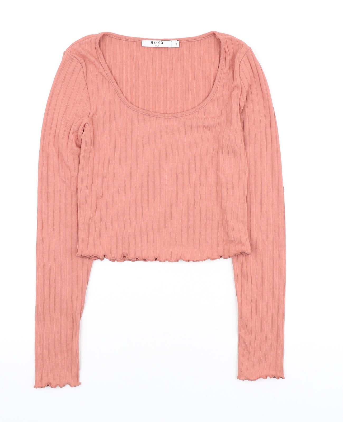 Womens UK Size S NA-KD Pink Cropped T-Shirt