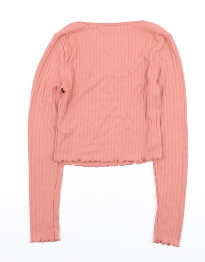 Womens UK Size S NA-KD Pink Cropped T-Shirt