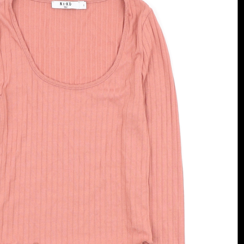 Womens UK Size S NA-KD Pink Cropped T-Shirt
