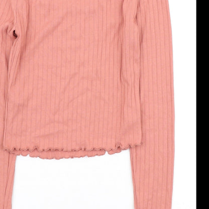 Womens UK Size S NA-KD Pink Cropped T-Shirt