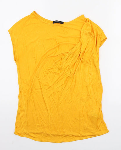 Autograph Womens Orange Viscose Basic T-Shirt Size 10 Round Neck - ruched shoulder