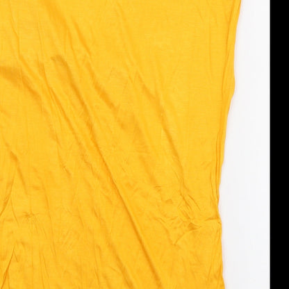 Autograph Womens Orange Viscose Basic T-Shirt Size 10 Round Neck - ruched shoulder