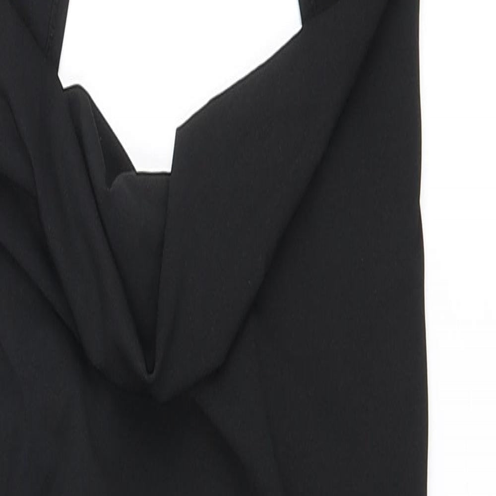SheIn Womens Black Polyester Bodycon Size S Cowl Neck Tie