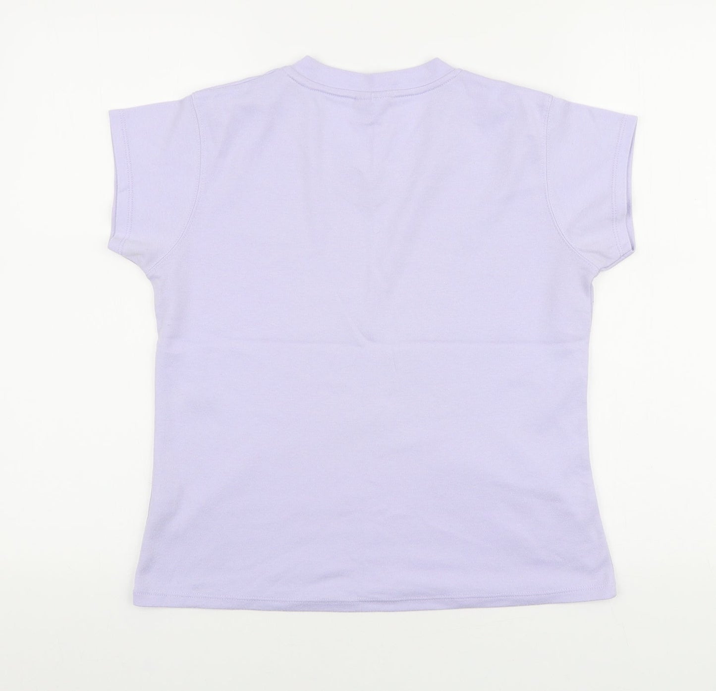 LA Gear Womens Purple Cotton Basic T-Shirt Size 14 V-Neck