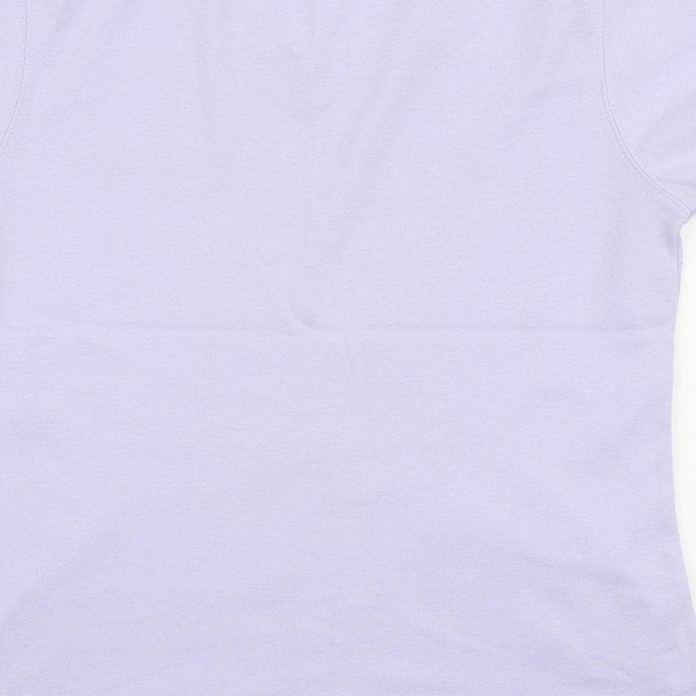 LA Gear Womens Purple Cotton Basic T-Shirt Size 14 V-Neck