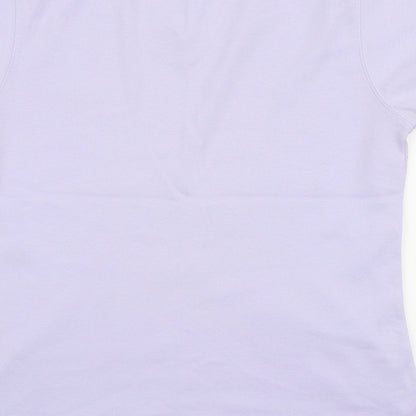LA Gear Womens Purple Cotton Basic T-Shirt Size 14 V-Neck