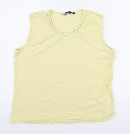 EWM Womens Yellow Cotton Basic Tank Size XL Round Neck - Collar detail