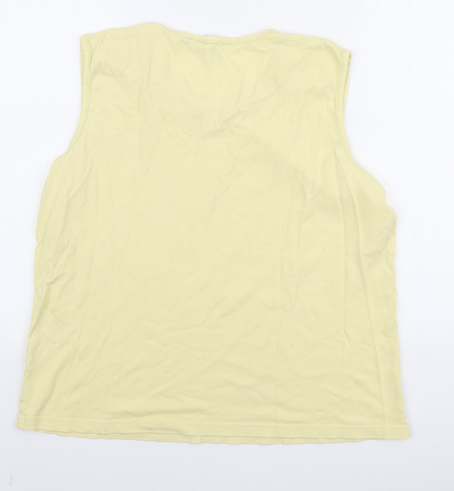 EWM Womens Yellow Cotton Basic Tank Size XL Round Neck - Collar detail