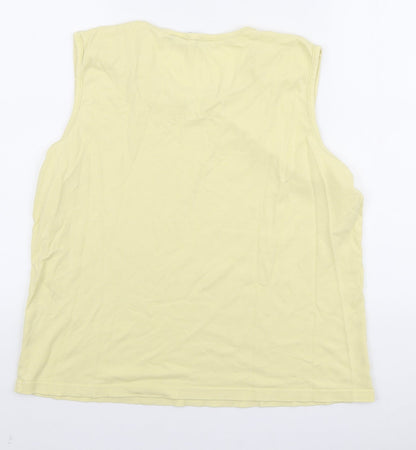 EWM Womens Yellow Cotton Basic Tank Size XL Round Neck - Collar detail