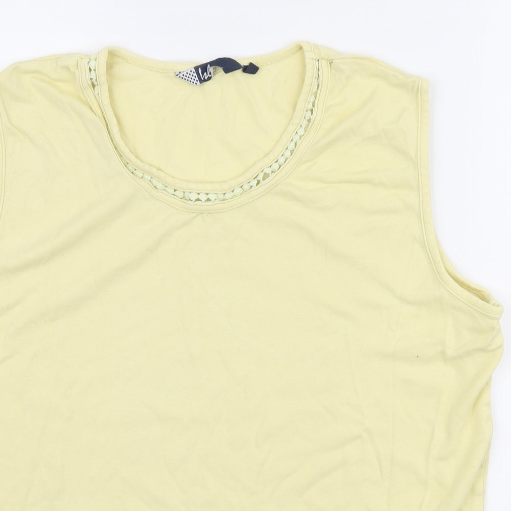 EWM Womens Yellow Cotton Basic Tank Size XL Round Neck - Collar detail