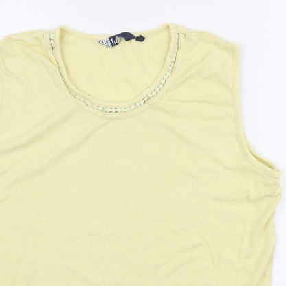 EWM Womens Yellow Cotton Basic Tank Size XL Round Neck - Collar detail